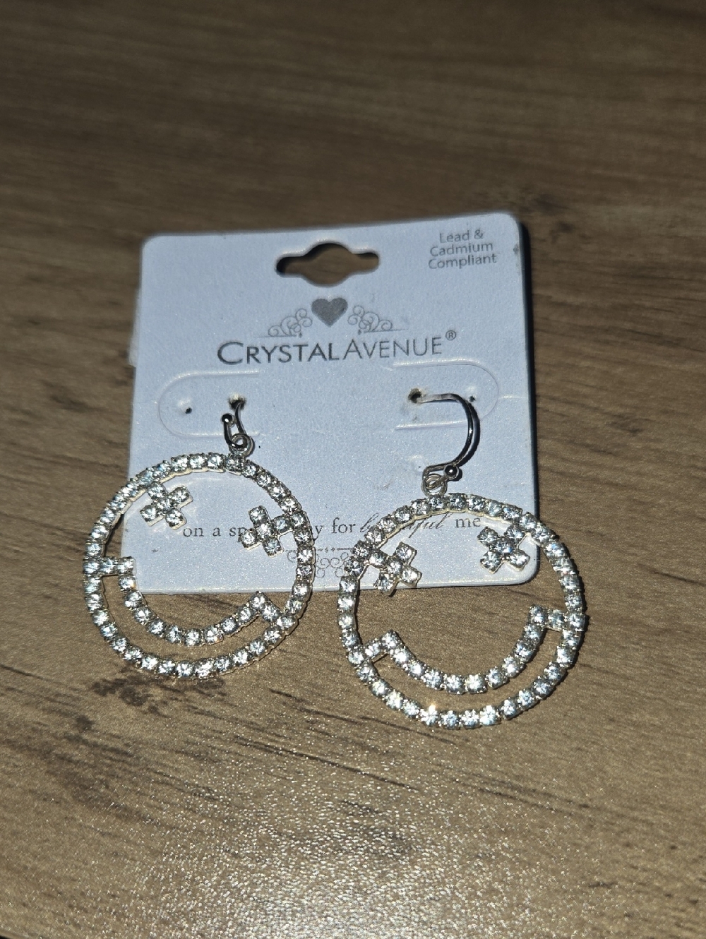 Crystal Avenue Silver-Tone Sparkling Double Circle Drop Earrings - Clear